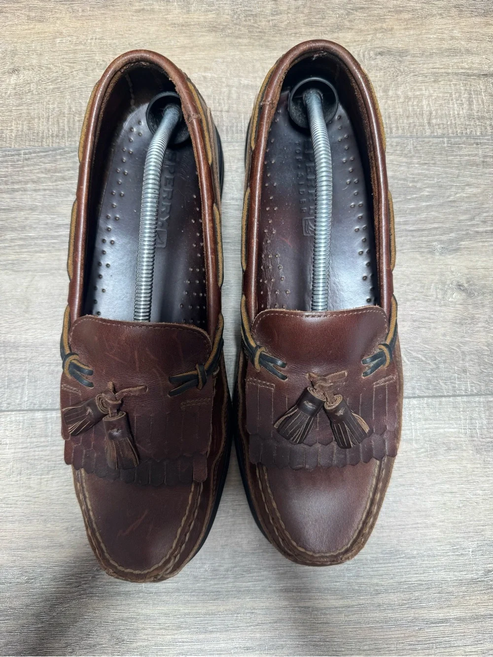 Sperry Brown Leather Tassel Kiltie Boat Shoes